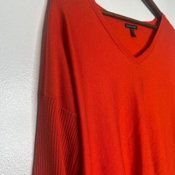 Eileen Fisher Women's Red V-Neck Sweater Size S Lightweight Casual - Picture 5 of 11